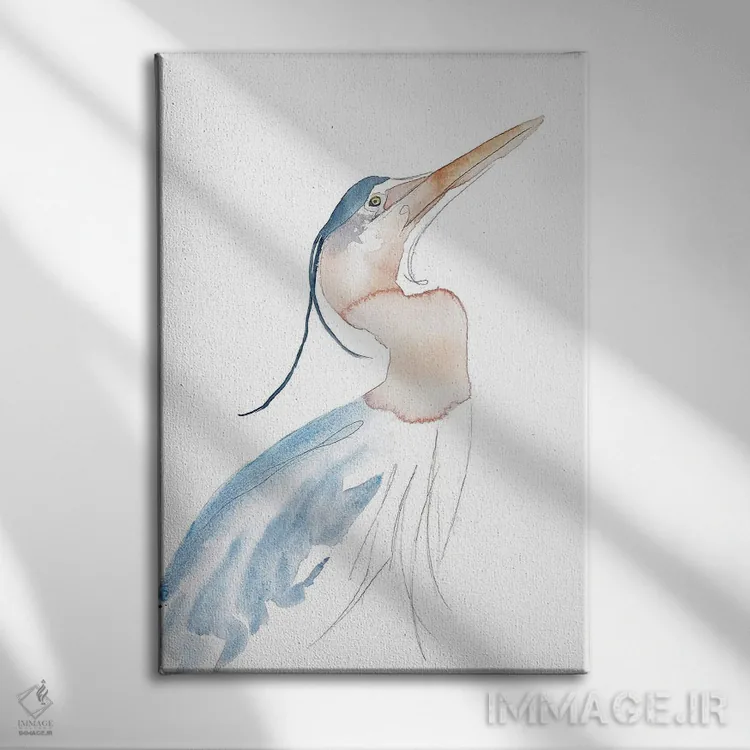 تابلو مینیمال مرغ ماهی خوار شماره ۱۵ اثر الیزابت بکر - نمای روبهرو روی دیوار