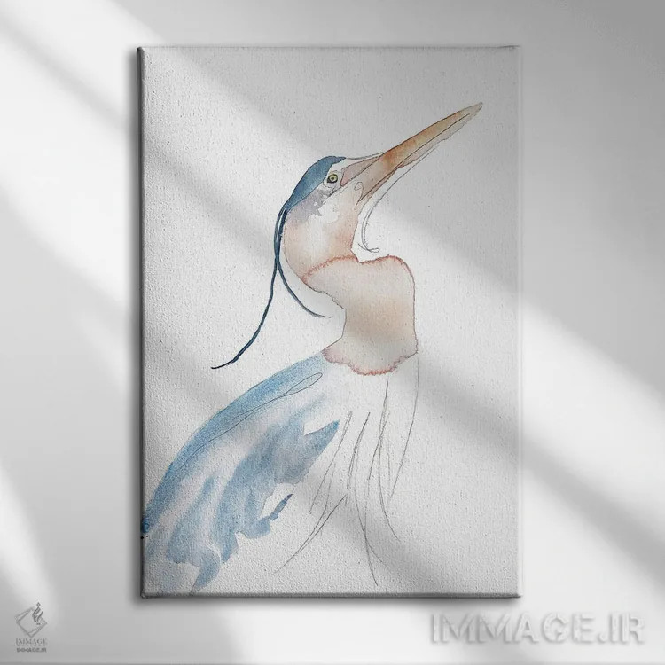 تابلو مینیمال مرغ ماهی خوار شماره ۱۵ اثر الیزابت بکر - نمای روبهرو روی دیوار
