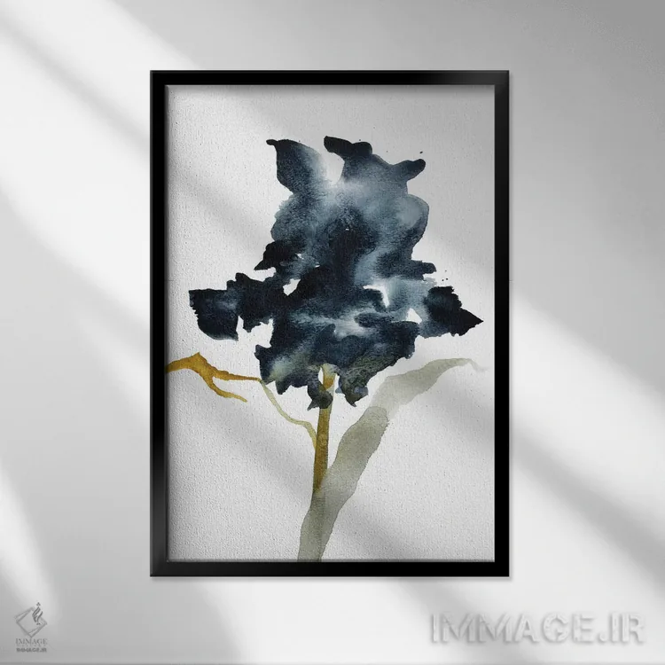 تابلو مینیمال زنبق شماره ۳ اثر الیزابت بکر - نمای قابدار مشکی