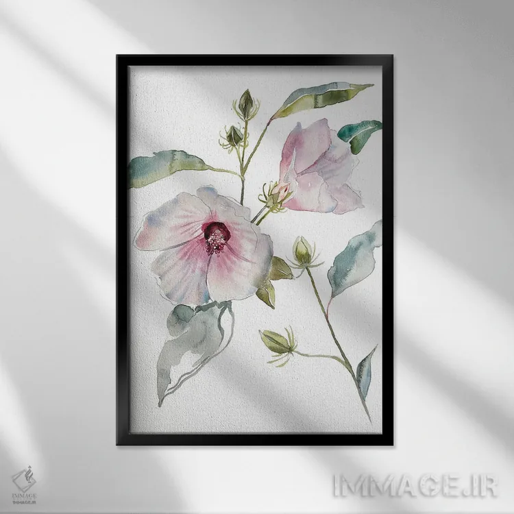 تابلو مینیمال ختمی اثر الیزابت بکر - نمای قابدار مشکی