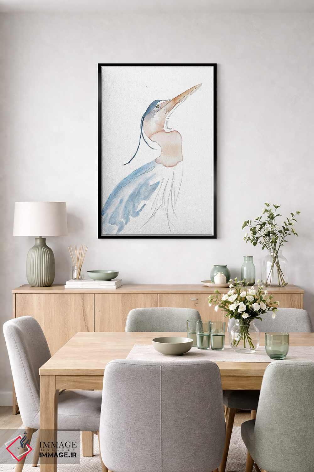 تابلو مینیمال مرغ ماهی خوار شماره ۱۵ اثر الیزابت بکر - D6B