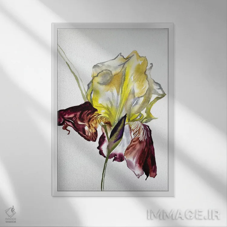 تابلو مینیمال زنبق شماره ۷۷ اثر الیزابت بکر - نمای قابدار سفید