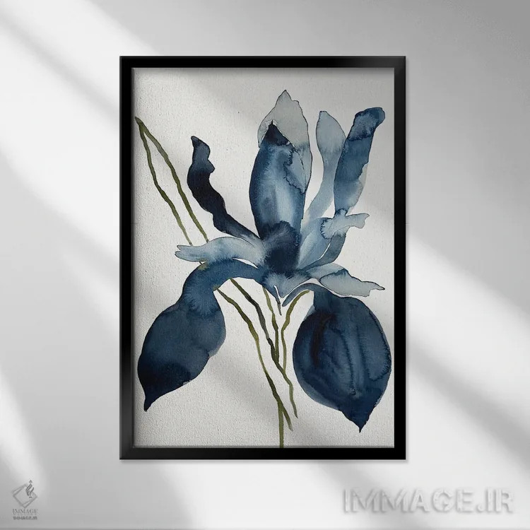 تابلو مینیمال زنبق شماره ۱۵۳ اثر الیزابت بکر - نمای قابدار مشکی