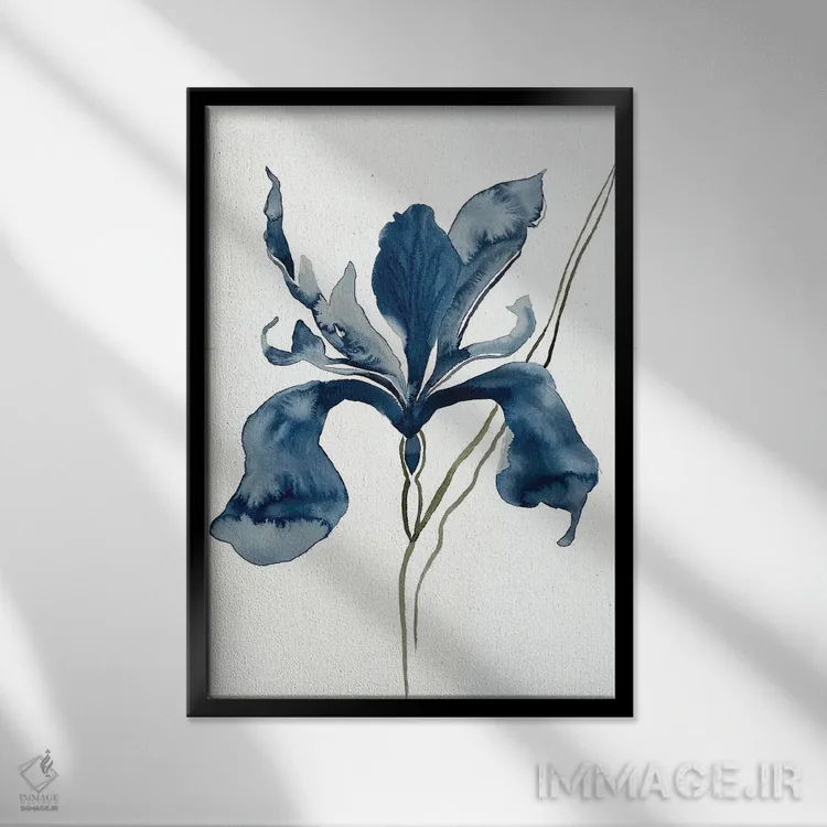 تابلو مینیمال زنبق شماره ۱۵۲ اثر الیزابت بکر - نمای قابدار مشکی