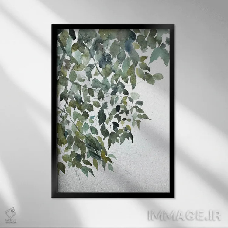 تابلو مینیمال مطالعه شاخه شماره ۵ اثر الیزابت بکر - نمای قابدار مشکی