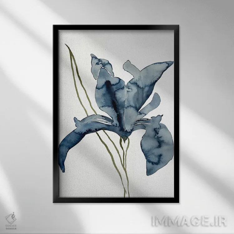 تابلو مینیمال زنبق شماره ۱۵۴ اثر الیزابت بکر - نمای قابدار مشکی