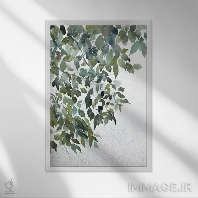 تابلو مینیمال مطالعه شاخه شماره ۵ اثر الیزابت بکر - نمای قابدار سفید