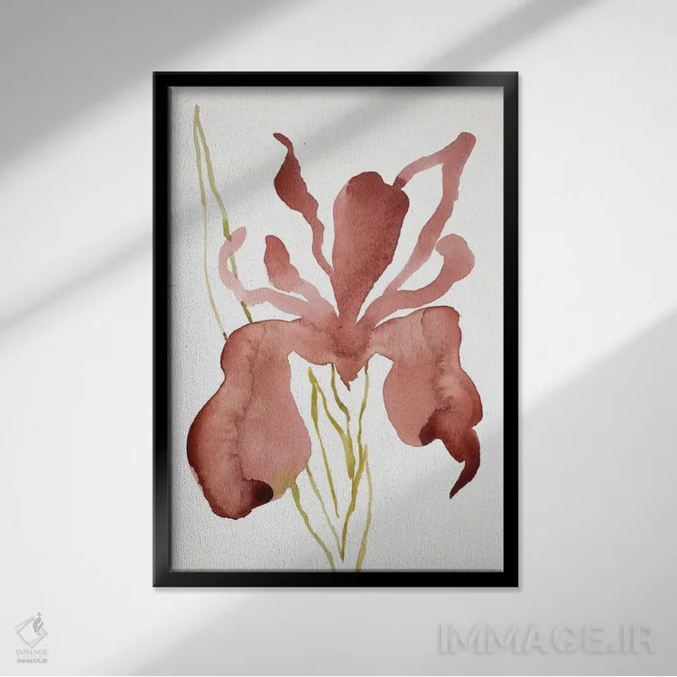 تابلو مینیمال زنبق شماره ۱۵۷ اثر الیزابت بکر - نمای قابدار مشکی