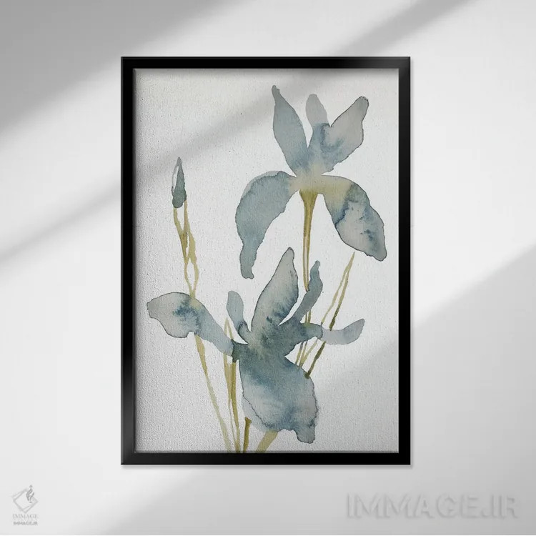 تابلو مینیمال زنبق شماره ۱۶۰ اثر الیزابت بکر - نمای قابدار مشکی