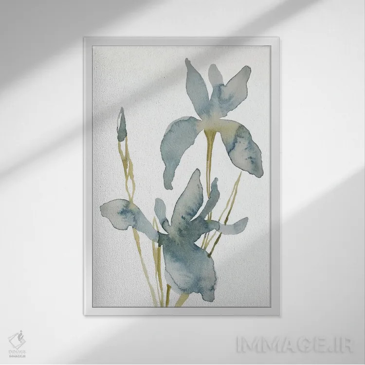 تابلو مینیمال زنبق شماره ۱۶۰ اثر الیزابت بکر - نمای قابدار سفید