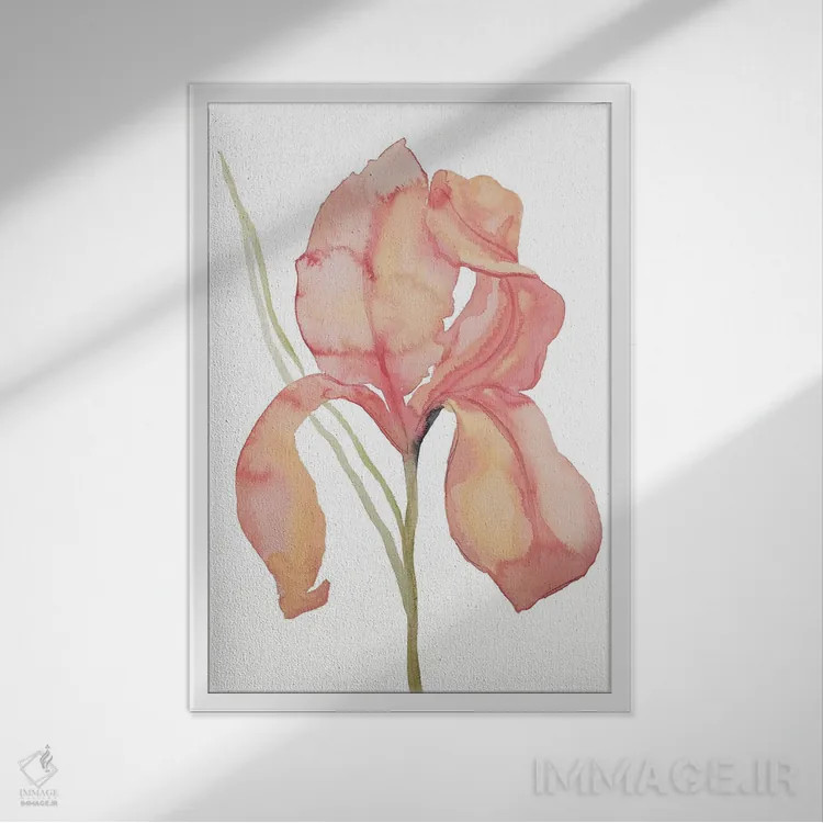 تابلو مینیمال زنبق شماره ۱۷۳ اثر الیزابت بکر - نمای قابدار سفید