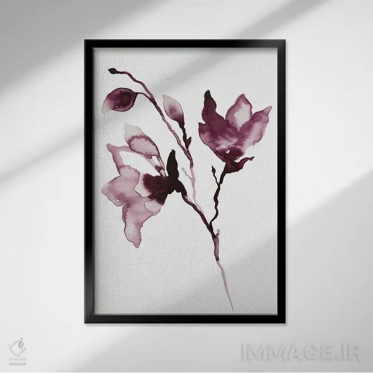 تابلو مینیمال ماگنولیا شماره ۴۲ اثر الیزابت بکر - نمای قابدار مشکی