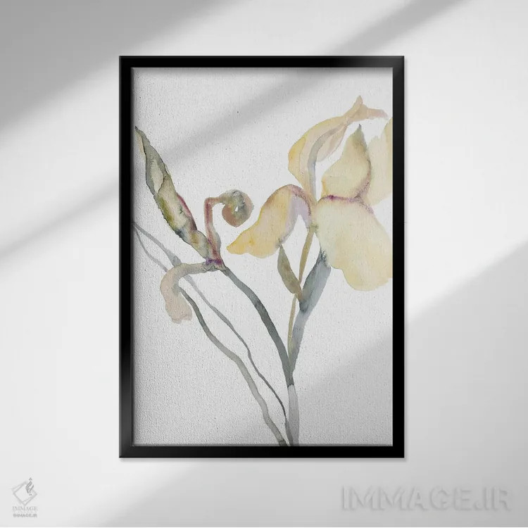 تابلو مینیمال زنبق شماره ۱۸۰ اثر الیزابت بکر - نمای قابدار مشکی