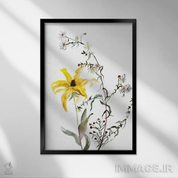 تابلو مینیمال مطالعه چمنزار شماره ۳ اثر الیزابت بکر - نمای قابدار مشکی