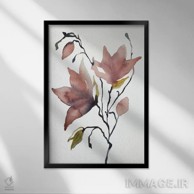 تابلو مینیمال ماگنولیا شماره ۵۵ اثر الیزابت بکر - نمای قابدار مشکی