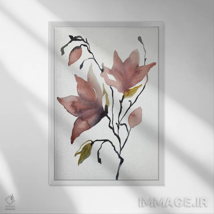 تابلو مینیمال ماگنولیا شماره ۵۵ اثر الیزابت بکر - نمای قابدار سفید