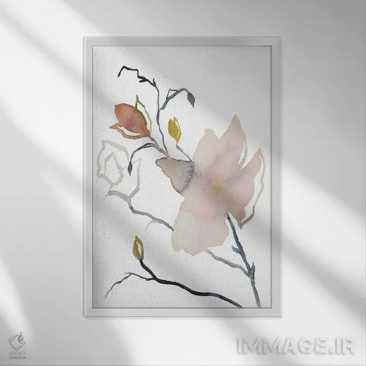 تابلو مینیمال ماگنولیا شماره ۵۴ اثر الیزابت بکر - نمای قابدار سفید