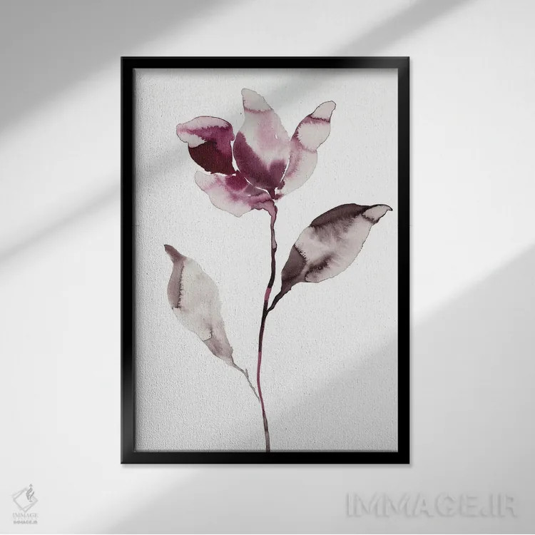 تابلو مینیمال ماگنولیا شماره ۴۵ اثر الیزابت بکر - نمای قابدار مشکی