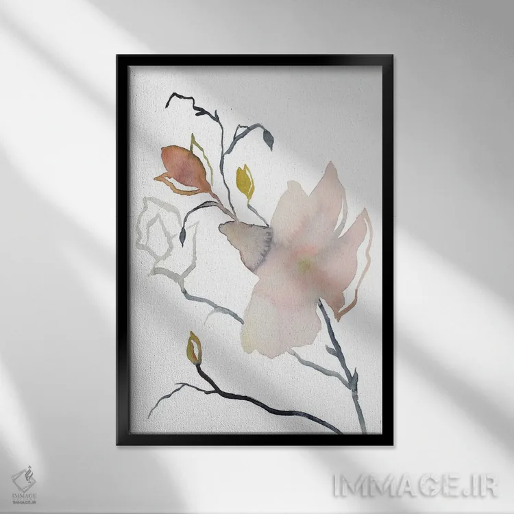 تابلو مینیمال ماگنولیا شماره ۵۴ اثر الیزابت بکر - نمای قابدار مشکی