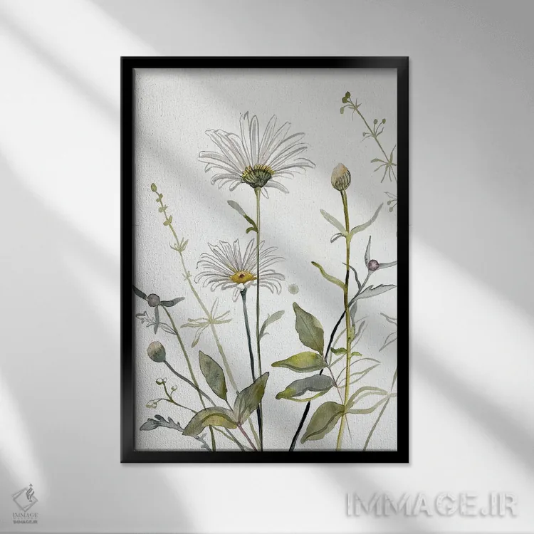 تابلو مینیمال مطالعه چمنزار شماره ۴ اثر الیزابت بکر - نمای قابدار مشکی