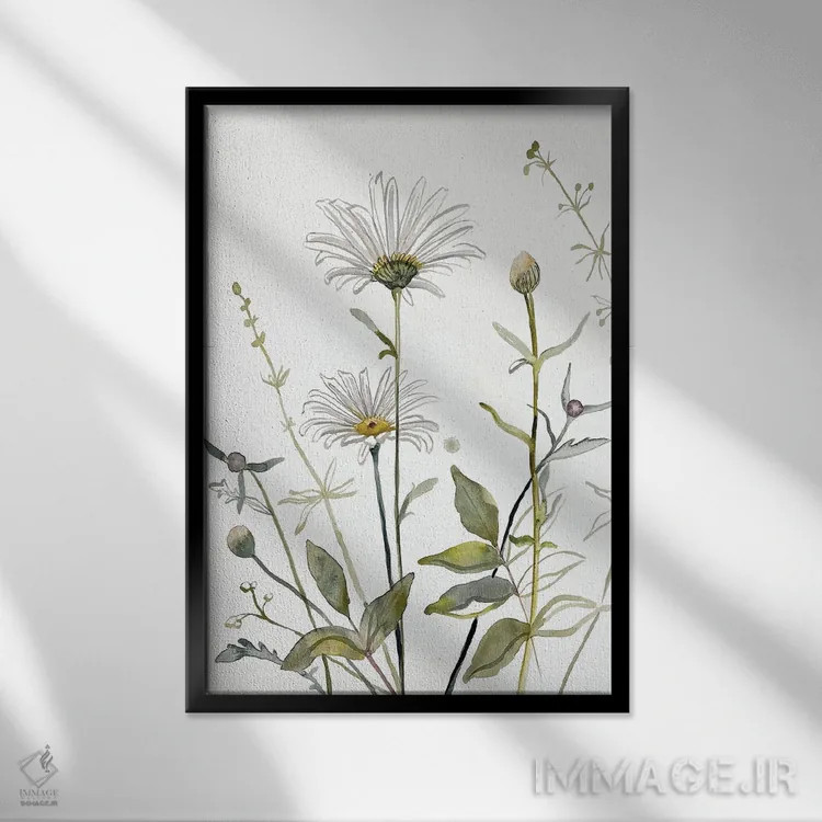 تابلو مینیمال مطالعه چمنزار شماره ۴ اثر الیزابت بکر - نمای قابدار مشکی