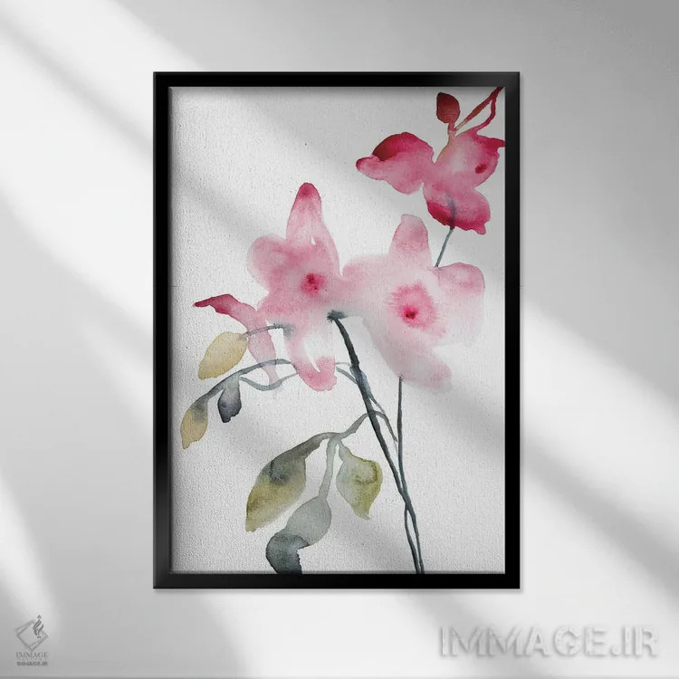 تابلو مینیمال ارکیده شماره ۴ اثر الیزابت بکر - نمای قابدار مشکی