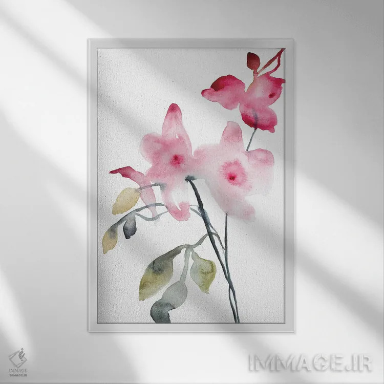 تابلو مینیمال ارکیده شماره ۴ اثر الیزابت بکر - نمای قابدار سفید