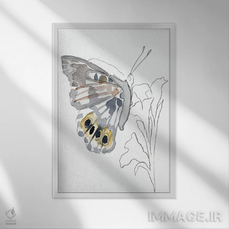 تابلو مینیمال خانم نقاشی شده اثر الیزابت بکر - نمای قابدار سفید