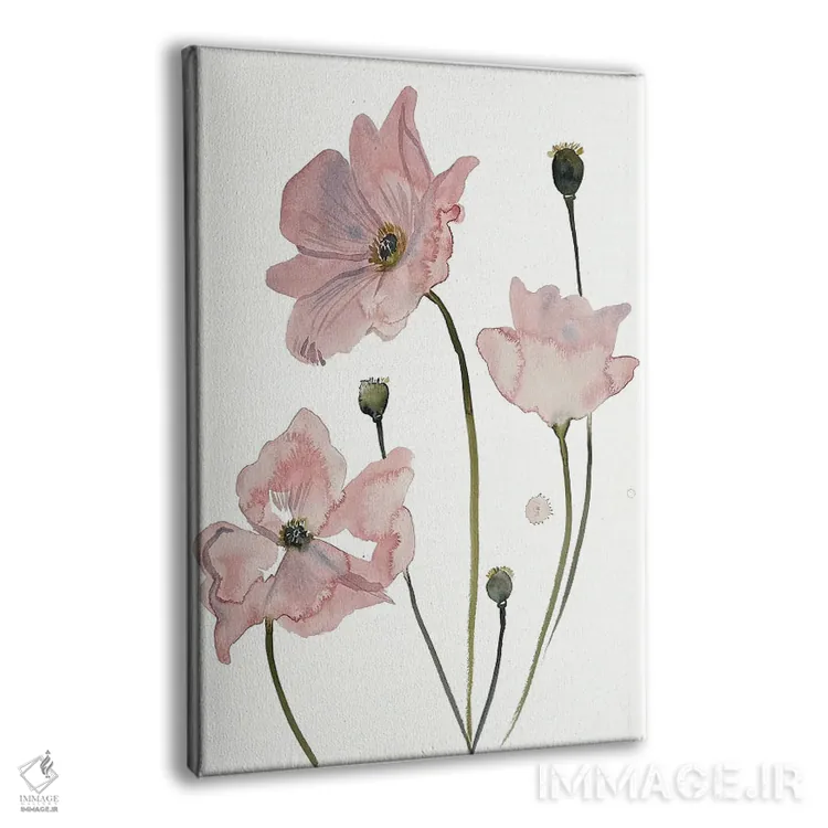 تابلو مینیمال شقایق شماره ۴ اثر الیزابت بکر - نمای پرسپکتیو محصول