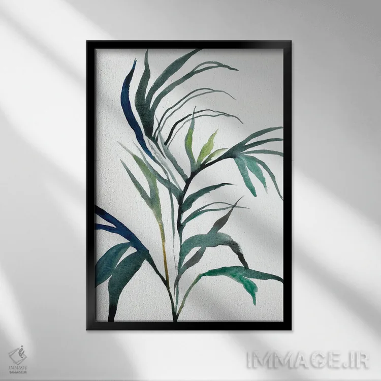 تابلو مینیمال مطالعه گیاه شماره ۹۰ اثر الیزابت بکر - نمای قابدار مشکی