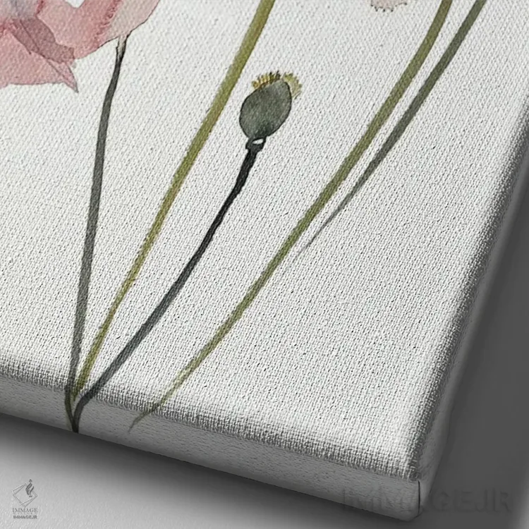 تابلو مینیمال شقایق شماره ۴ اثر الیزابت بکر - نمای نزدیک بافت بوم