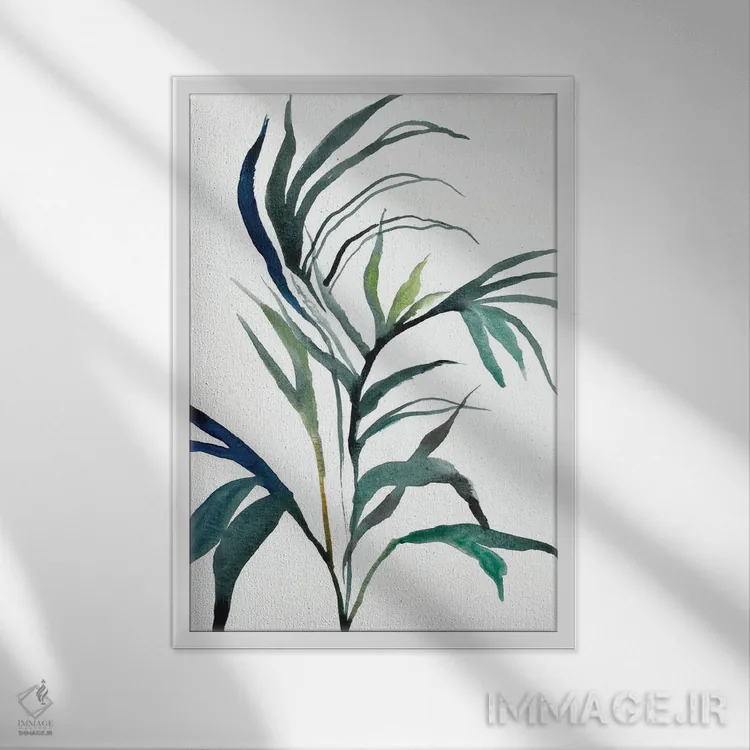 تابلو مینیمال مطالعه گیاه شماره ۹۰ اثر الیزابت بکر - نمای قابدار سفید