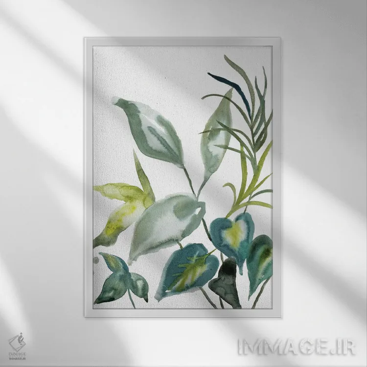 تابلو مینیمال مطالعه گیاه شماره ۹۸ اثر الیزابت بکر - نمای قابدار سفید