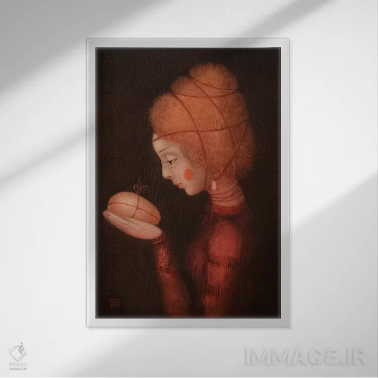 تابلو دکوراتیو دختر آتشین اثر ادوارد زنتسیک - نمای قابدار سفید