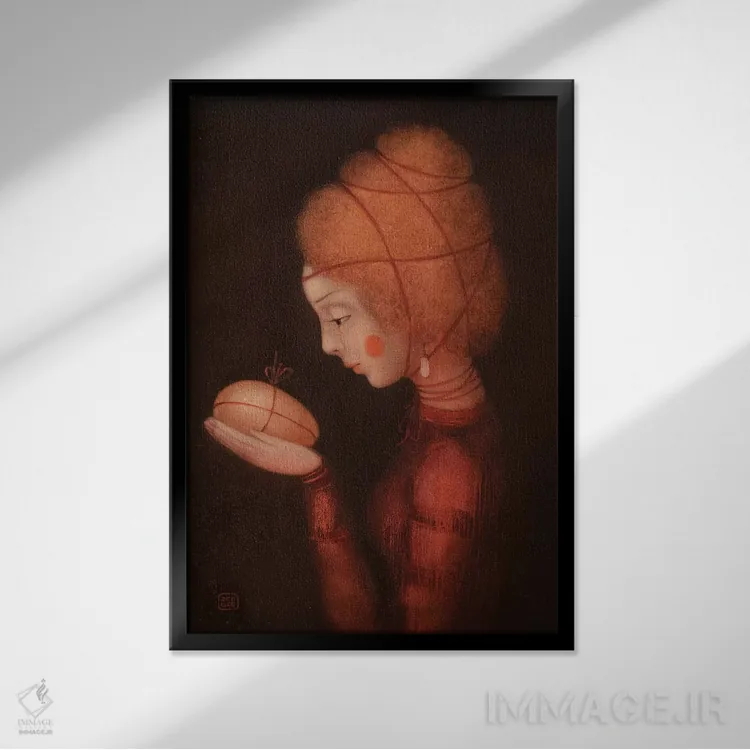 تابلو دکوراتیو دختر آتشین اثر ادوارد زنتسیک - نمای قابدار مشکی