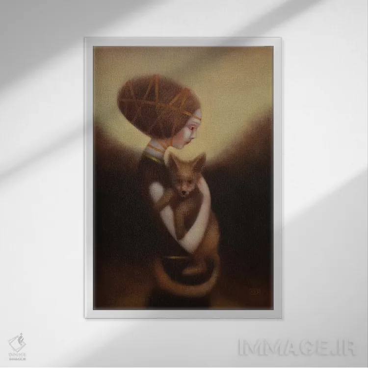 تابلو دکوراتیو دختر و روباه اثر ادوارد زنتسیک - نمای قابدار سفید