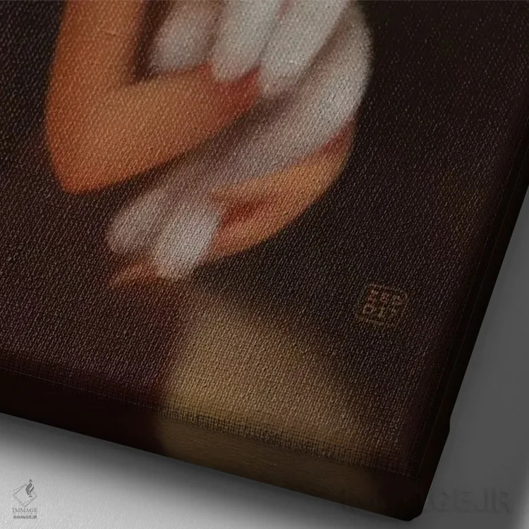 تابلو دکوراتیو دختر و خرگوش اثر ادوارد زنتسیک - نمای نزدیک بافت بوم