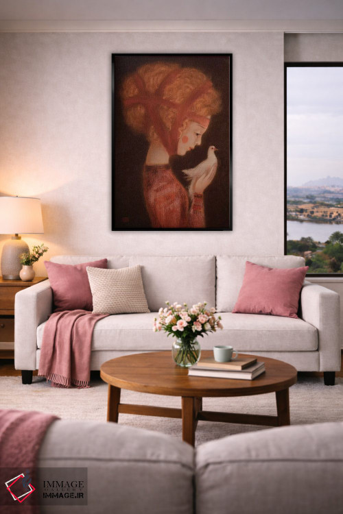 تابلو دکوراتیو دختر و یک کبوتر اثر ادوارد زنتسیک - D6B