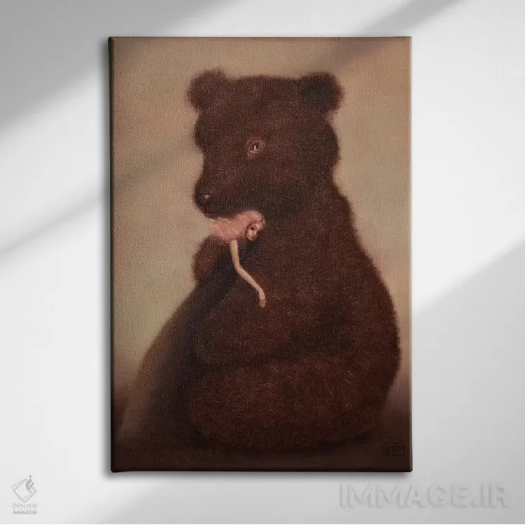 تابلو دکوراتیو عشق و خرس اثر ادوارد زنتسیک - نمای روبهرو روی دیوار