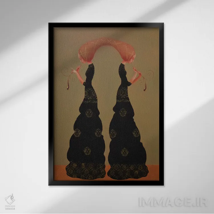 تابلو دکوراتیو موسیقی برای دو نفر اثر ادوارد زنتسیک - نمای قابدار مشکی