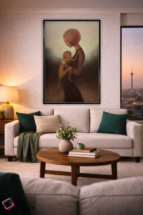 تابلو دکوراتیو دختر و میمون اثر ادوارد زنتسیک - D2B