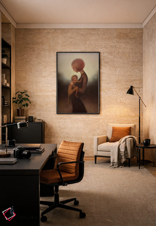 تابلو دکوراتیو دختر و میمون اثر ادوارد زنتسیک - D5B