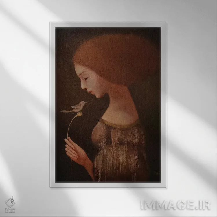 تابلو دکوراتیو پرنده خوشبختی اثر ادوارد زنتسیک - نمای قابدار سفید