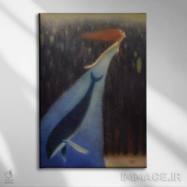 تابلو دکوراتیو نهنگی در دل اثر ادوارد زنتسیک - نمای روبهرو روی دیوار