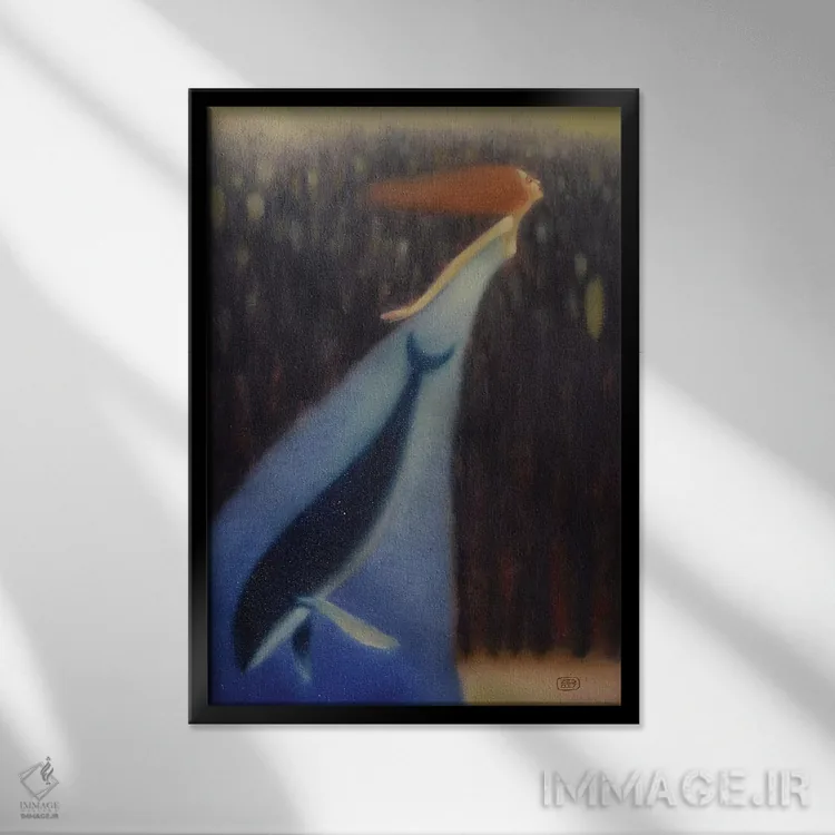 تابلو دکوراتیو نهنگی در دل اثر ادوارد زنتسیک - نمای قابدار مشکی