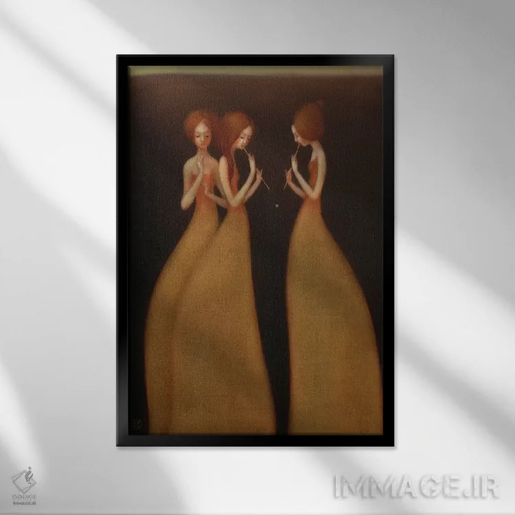 تابلو دکوراتیو چون نی آوازخوان اثر ادوارد زنتسیک - نمای قابدار مشکی