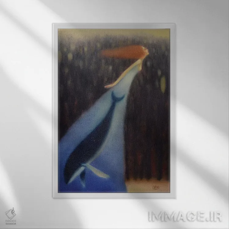 تابلو دکوراتیو نهنگی در دل اثر ادوارد زنتسیک - نمای قابدار سفید