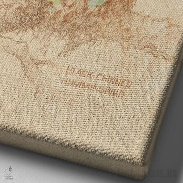 تابلو دکوراتیو لانه مرغ مگس خوار سیاه گلو اثر ازرا تاکر - نمای نزدیک بافت بوم