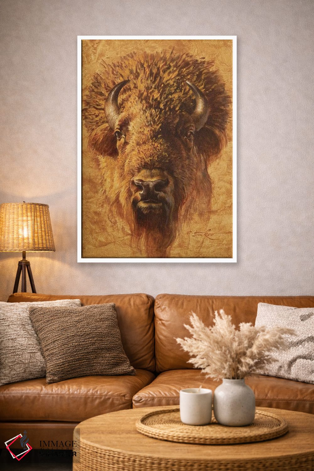 تابلو دکوراتیو پرتره گاومیش آمریکایی اثر ازرا تاکر - D3W