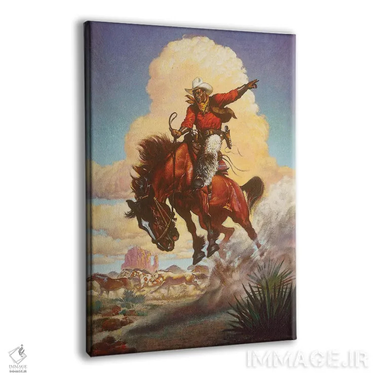 تابلو دکوراتیو رام کردن اسب های وحشی اثر ازرا تاکر - نمای پرسپکتیو محصول